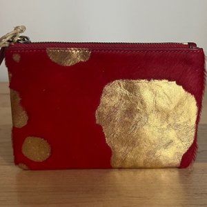 HOBO Give Calf Hair Pouch - Red and Gold Leaf